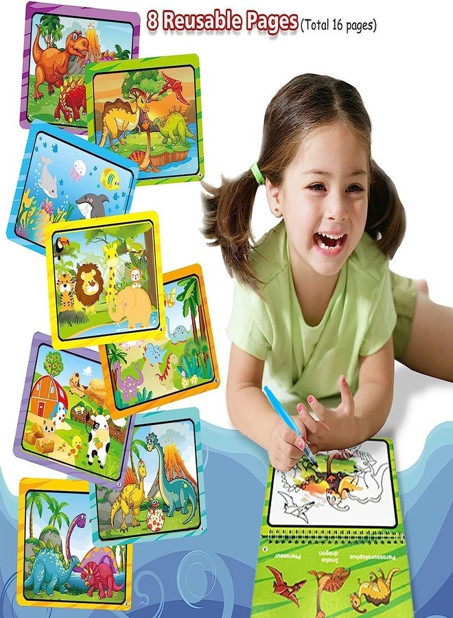 hapray Magic Water Paint Coloring Books for Toddler, Art Toys Age 2-4, Educational Learning Doodle Toy, Gifts for Girl Boy 3 2 1+ Year (Dinosaur Animal 2 Pack) - Image 2